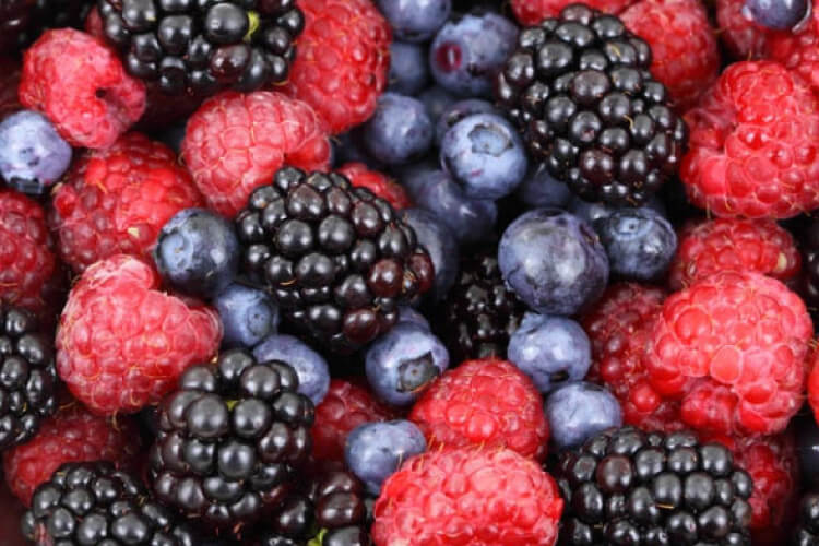 blueberries, raspberries and blackberries